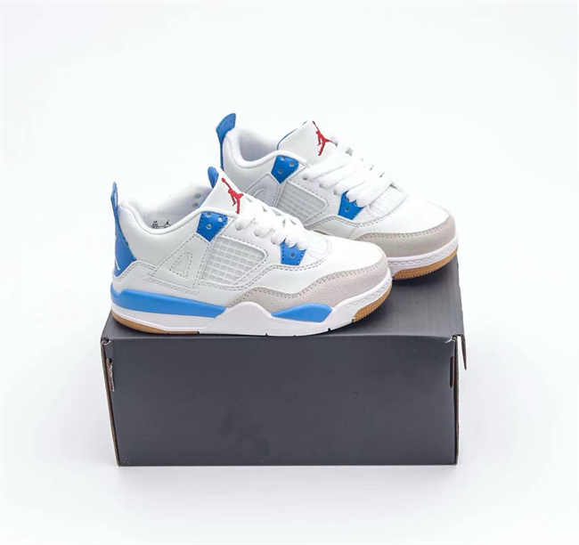 Youth Running weapon Super Quality Air Jordan 4 White/Blue Shoes 054